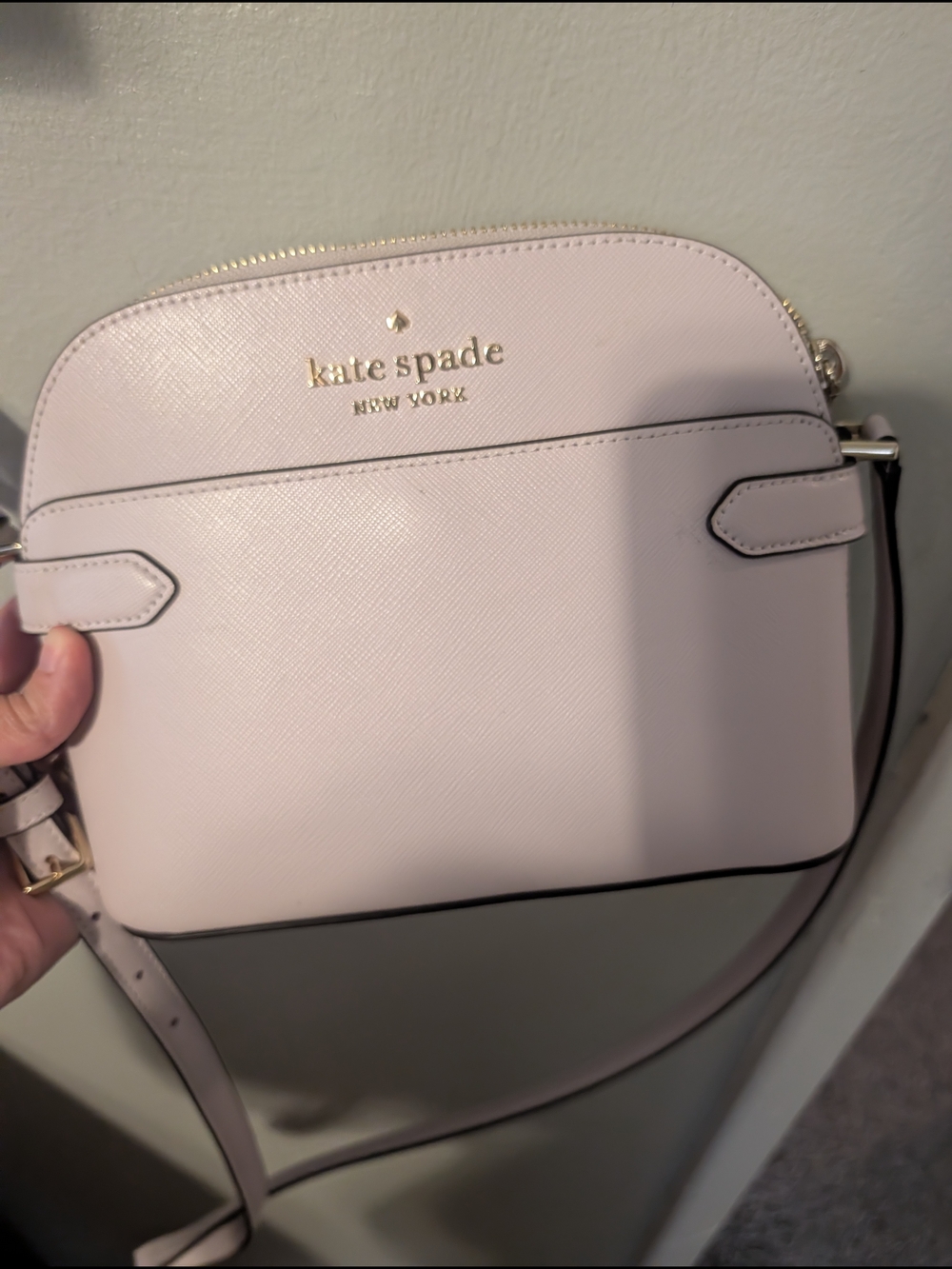 kate spade Light Pink Dome Crossbody Bag with Gold Logo